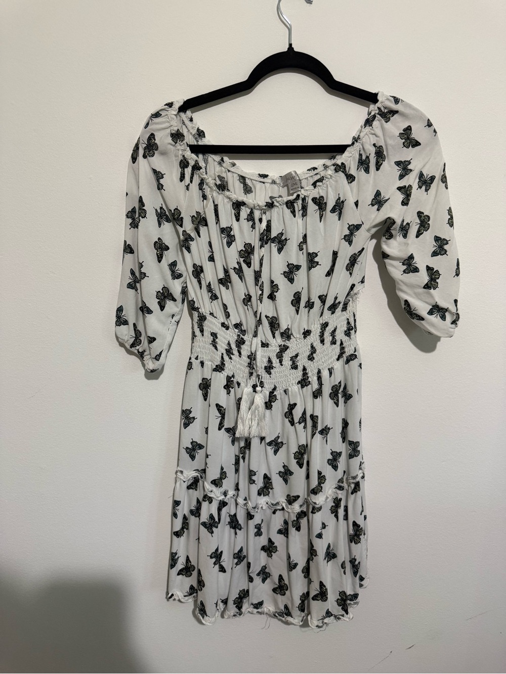 Wish White Mini Dress with Black Butterfly Print